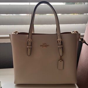 Coach White Leather Tote Bag